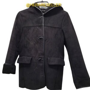 Jones New York Black Small Women Suede and Sherpa Coat